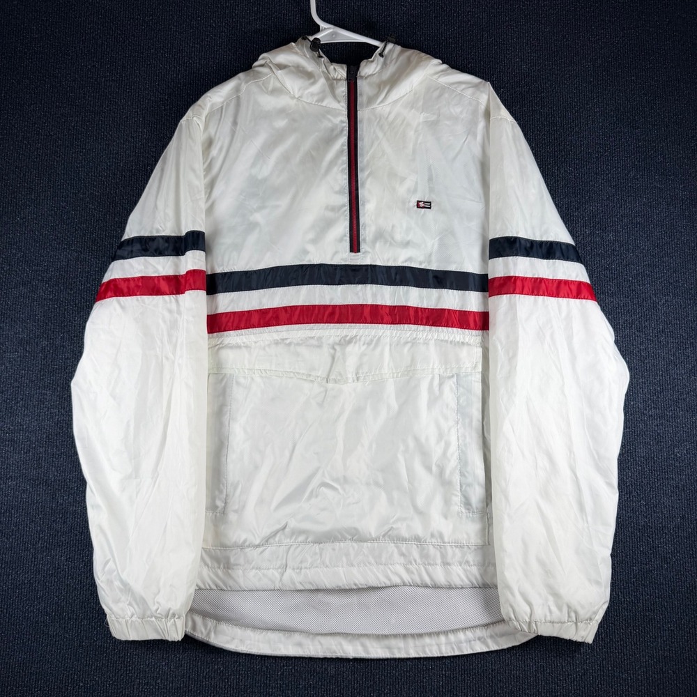 Southpole Mens Quarter Zip Hooded Windbreaker Jacket Size M White